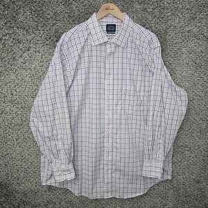 Eagle Shirtmakers Dress Shirt Mens 18 34/35 Blue Plaid Button Stretch Big Fit